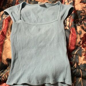 No Boundaries Light Blue Ribbed Blouse